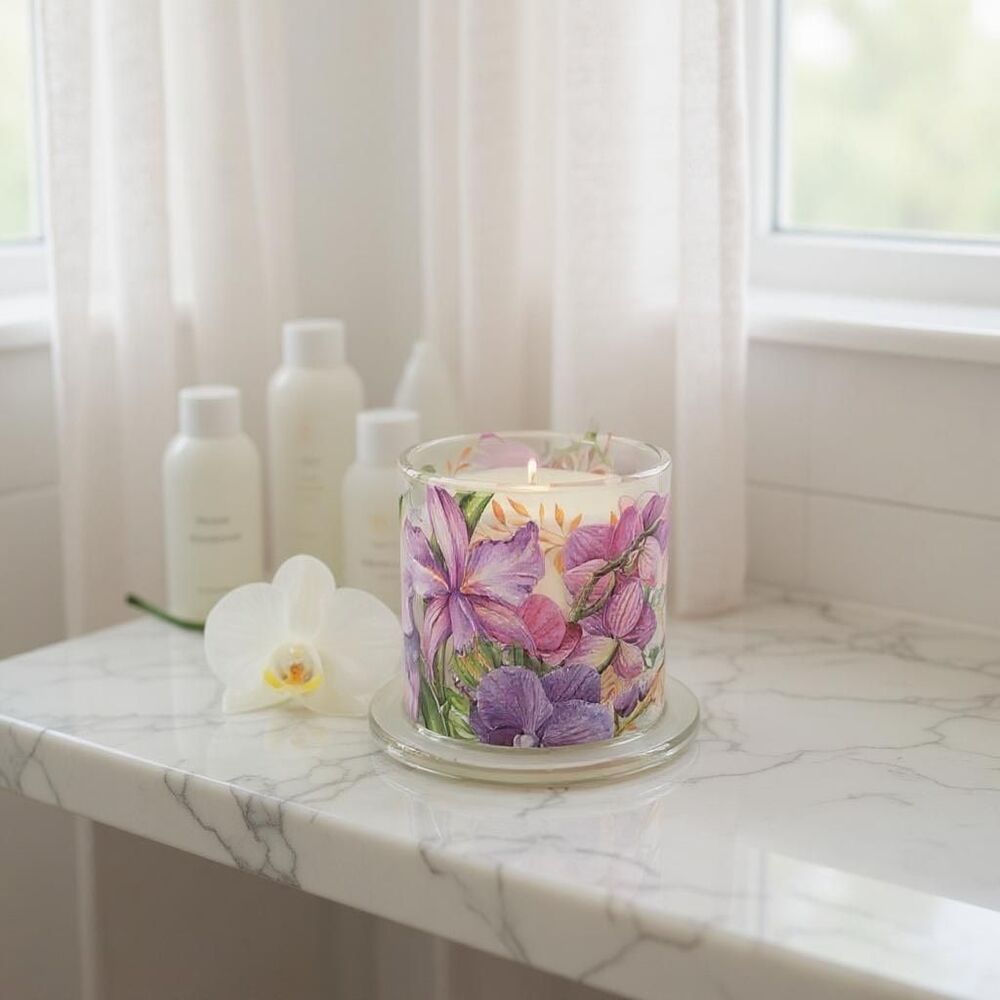 Michel Design Works Orchid Purple Cloche Soy Candle, New with Tags